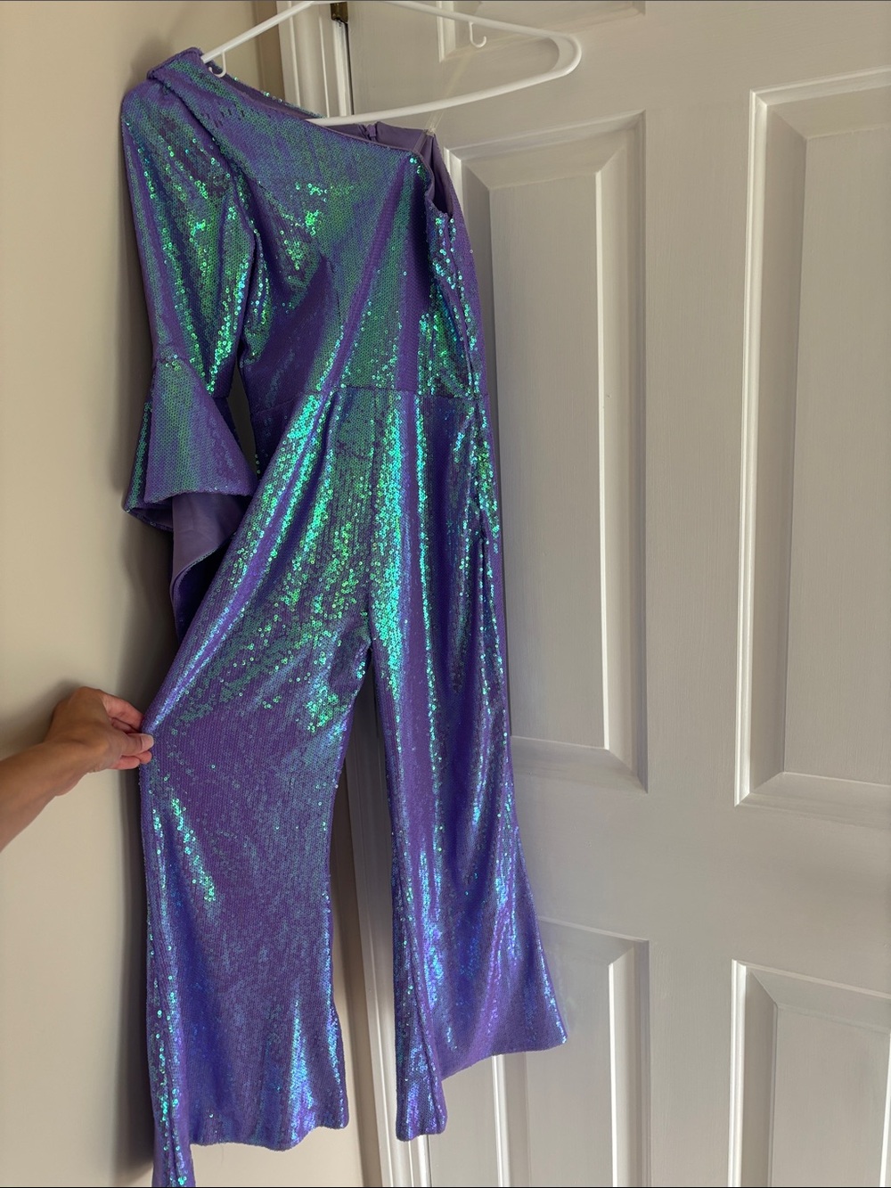 Purple Sequin Wide-Leg Jumpsuit